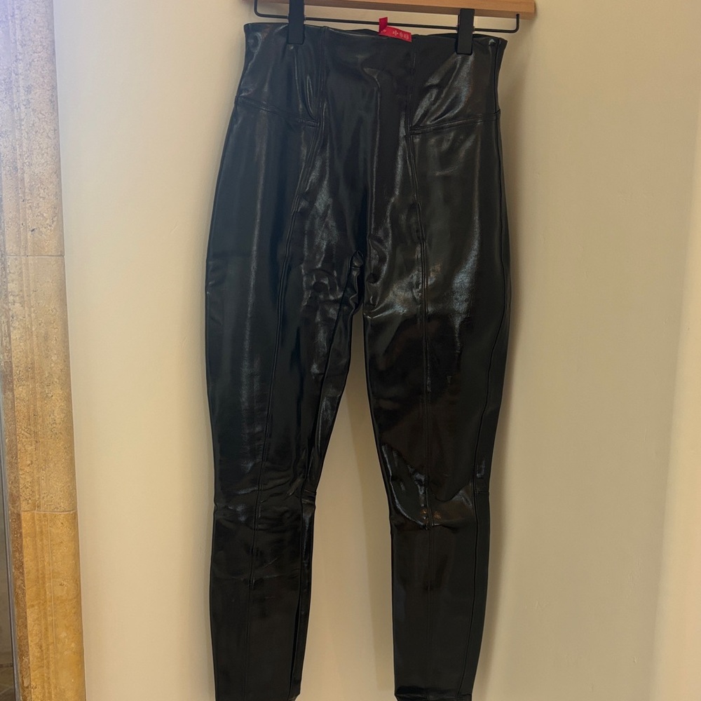 Spanx Black High-Waist Faux Leather Leggings